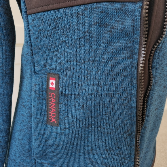 Canada Weather Gear Jacket Cozy Hooded Sweater Fleece Zip Up Blue Black Small - Picture 8 of 16